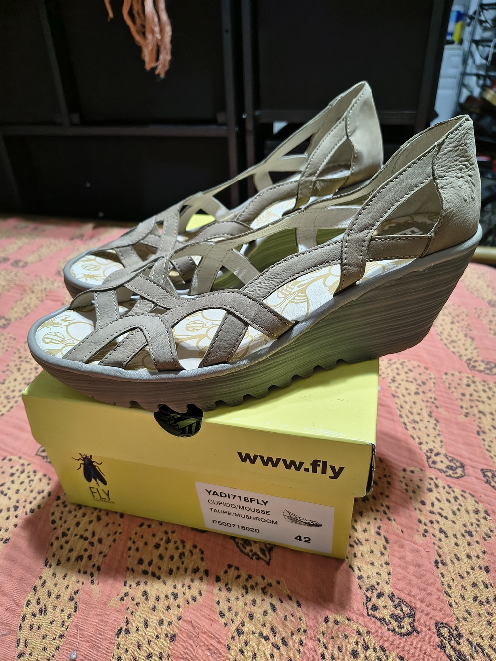 Fly London Taupe Mushroom Wedge Sandals - Women's 42 11 12